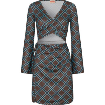 Barbara Kristoffersen Kjole BK150-9719 - Brown Check Print