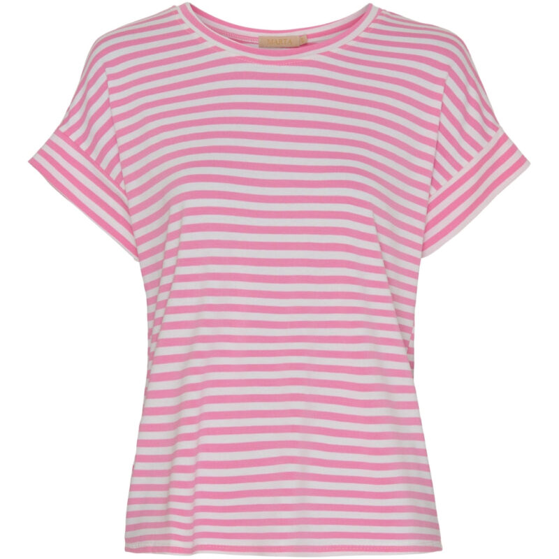 Marta Du Chateau dame t-shirt 85356 - White/Bubblegum Stripe