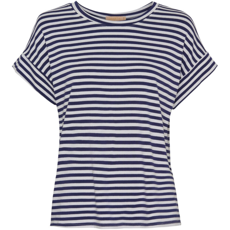 Marta Du Chateau dame t-shirt 85356 - White/Navy stripe