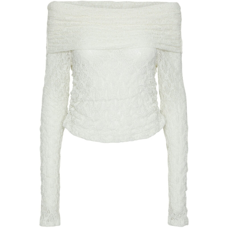 PIECES X DITTE ESTRUP X CILLE FJORD PCGAYA OFF SHOULDER TOP - Cloud Dancer